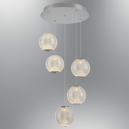LED Luster na užetku CREMONA 5xLED/5W/230V 3000K matný hrom