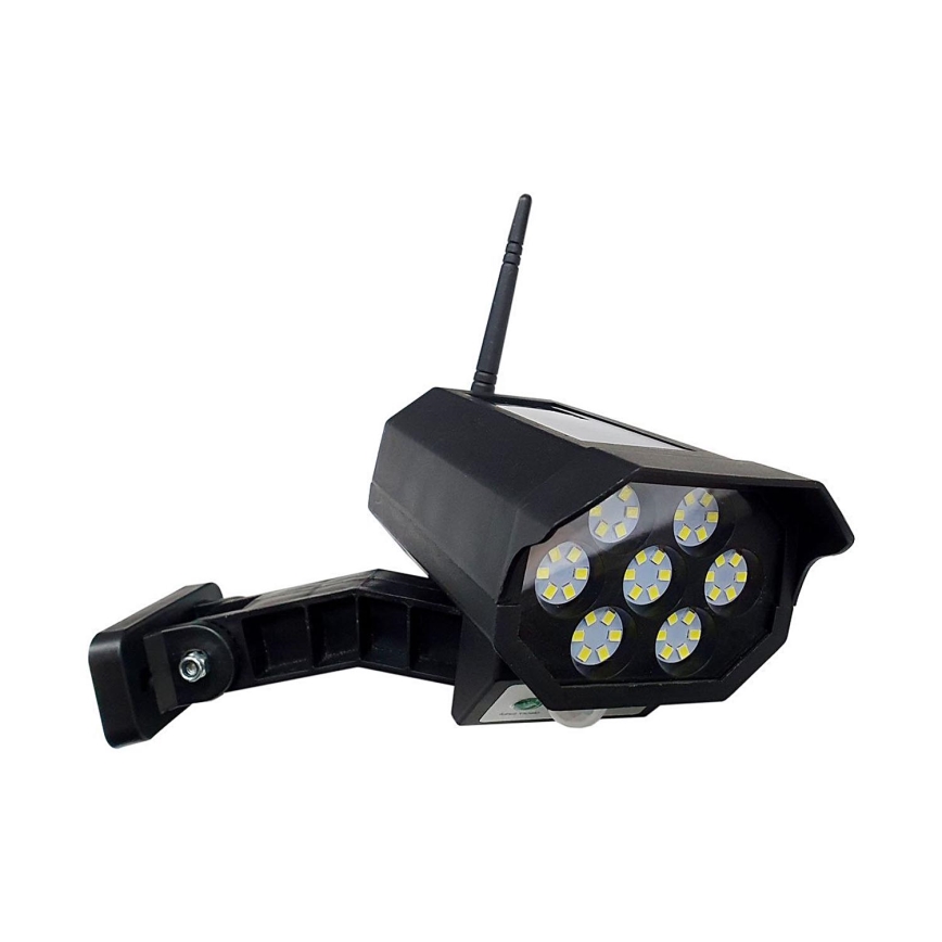 LED Макет камери відеоспостереження на сонячній батареї з датчиком LED/3,7V 1200 mAh IP44 чорний + пульт дистанційного керування