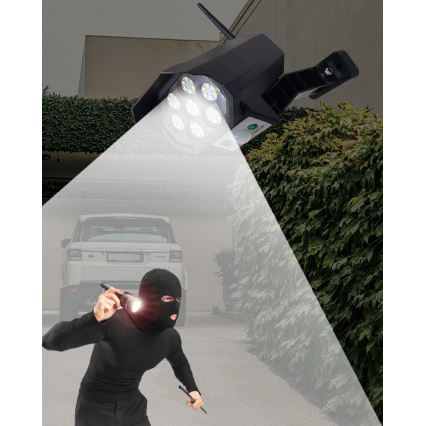 LED Макет камери відеоспостереження на сонячній батареї з датчиком LED/3,7V 1200 mAh IP44 чорний + пульт дистанційного керування