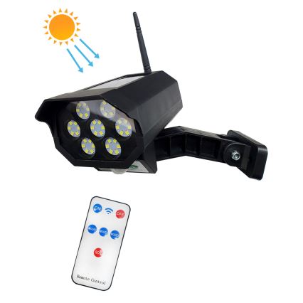 LED Макет камери відеоспостереження на сонячній батареї з датчиком LED/3,7V 1200 mAh IP44 чорний + пульт дистанційного керування