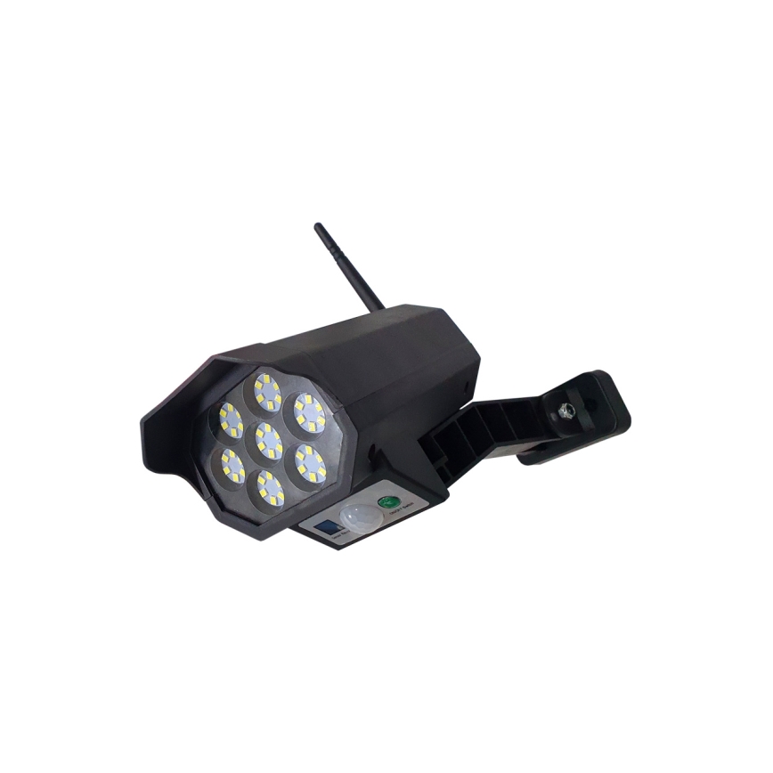 LED Макет камери відеоспостереження на сонячній батареї з датчиком LED/3,7V 1200 mAh IP44 чорний + пульт дистанційного керування