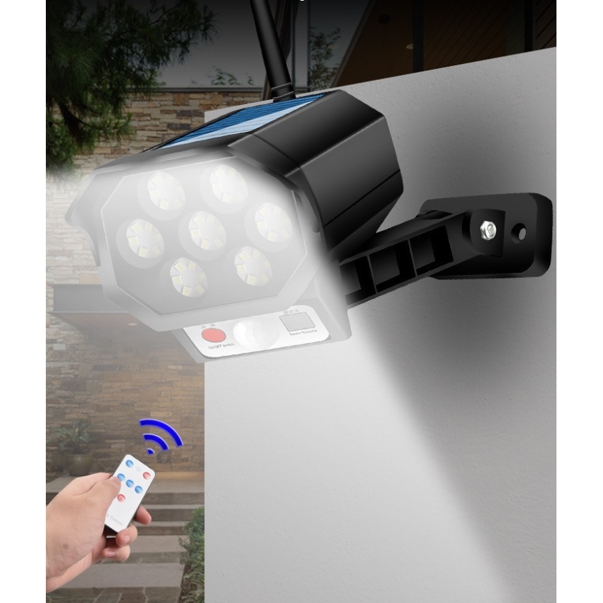 LED Макет камери відеоспостереження з датчиком та із сонячною панеллю LED/5W/5,5V 800 mAh IP65 + пульт дистанційного керування
