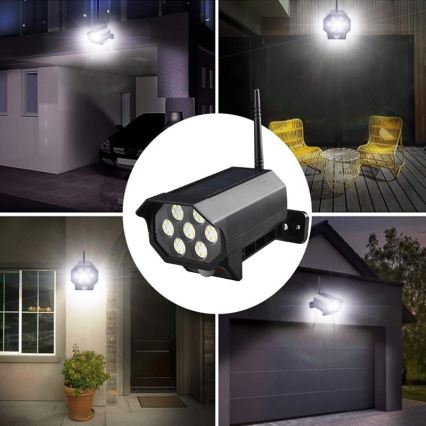 LED Макет камери відеоспостереження з датчиком та із сонячною панеллю LED/5W/5,5V 800 mAh IP65 + пульт дистанційного керування