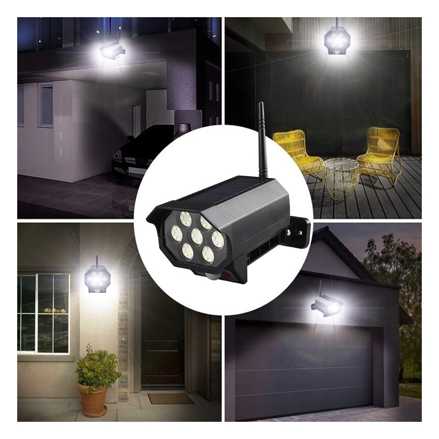 LED Макет камери відеоспостереження з датчиком та із сонячною панеллю LED/5W/5,5V 800 mAh IP65 + пульт дистанційного керування