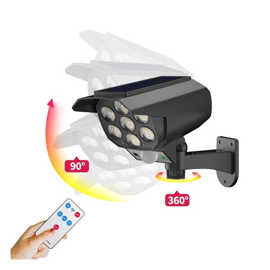 LED-муляж камери спостереження з датчиком та сонячною панеллю LED/5W/5,5V 800 mAh IP65 + пульт дистанційного керування
