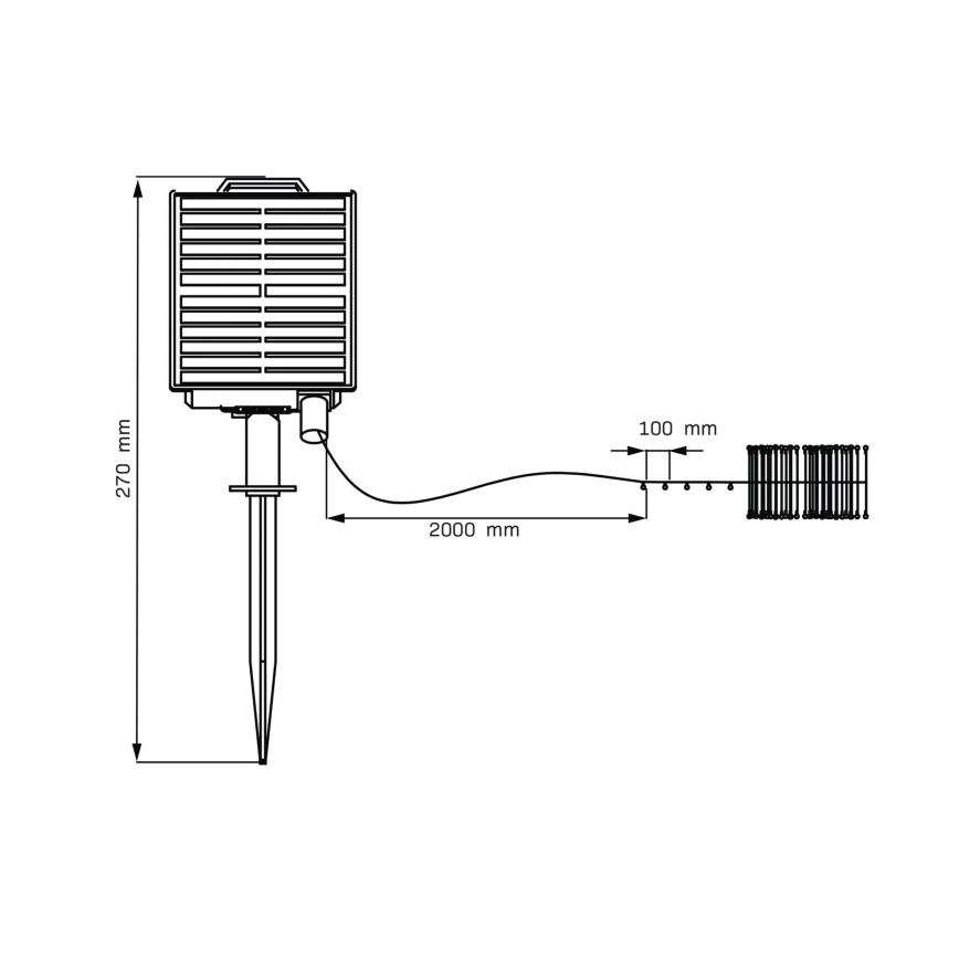 LED На сонячній батареї декоративна гірлянда LED/3,7V 1800 mAh 10 м IP44 + пульт дистанційного керування