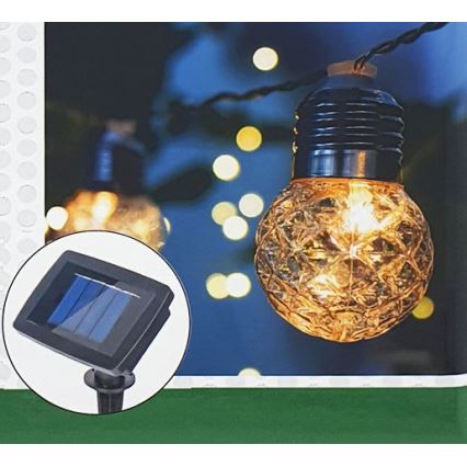 LED На сонячній батареї вуличний ланцюг 10xLED/1,2V 300 mAh 2,2 м IP44