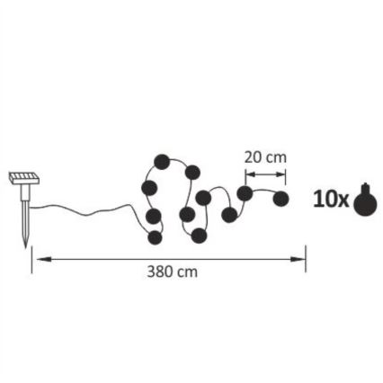 LED На сонячній батареї декоративна гірлянда LED/1,2V 300 mAh 3,8 м IP44