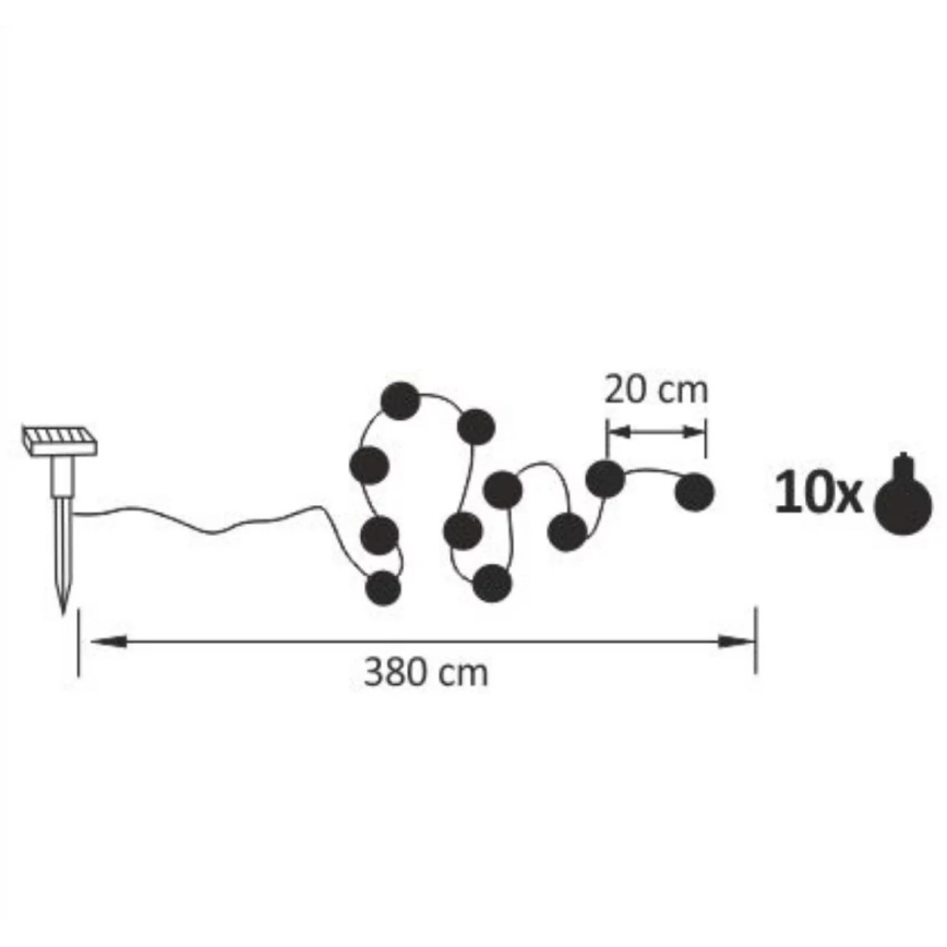 LED На сонячній батареї декоративна гірлянда LED/1,2V 300 mAh 3,8 м IP44