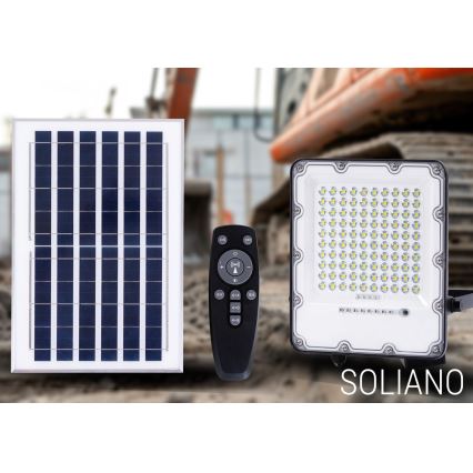 LED Вуличний з регулюванням яскравості прожектор на сонячній батареї LED/100W/3,2V 4500K IP65 чорний + пульт дистанційного керування