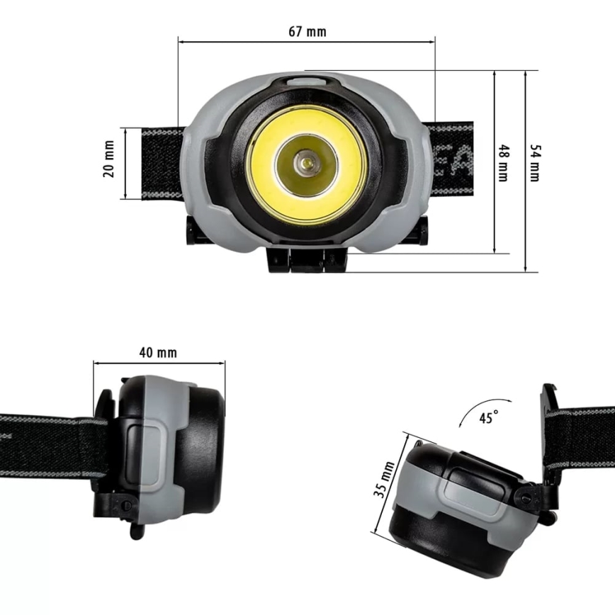LED Налобний ліхтар 2xLED/3xAAA IP44 170 lm