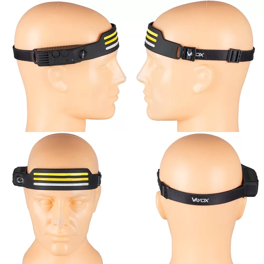 Светодиодный налобный фонарь с регулируемой яркостью, сенсором и красным светом, 4xLED/5V IP44, 300 лм, 1200 мАч