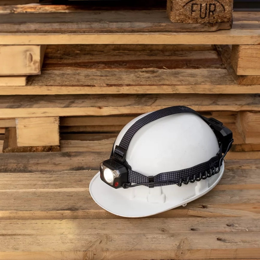 Светодиодный регулируемый налобный фонарь с датчиком, функцией пауэрбанка и красным светом LED/10W/5V IP44 1200 лм 4000 мАч