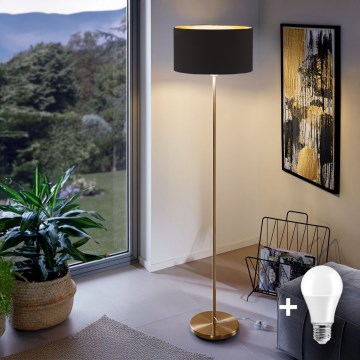 LED напольная лампа TUNJA 1xE27/20W/230V диаметр 38 см золотистая/чёрная