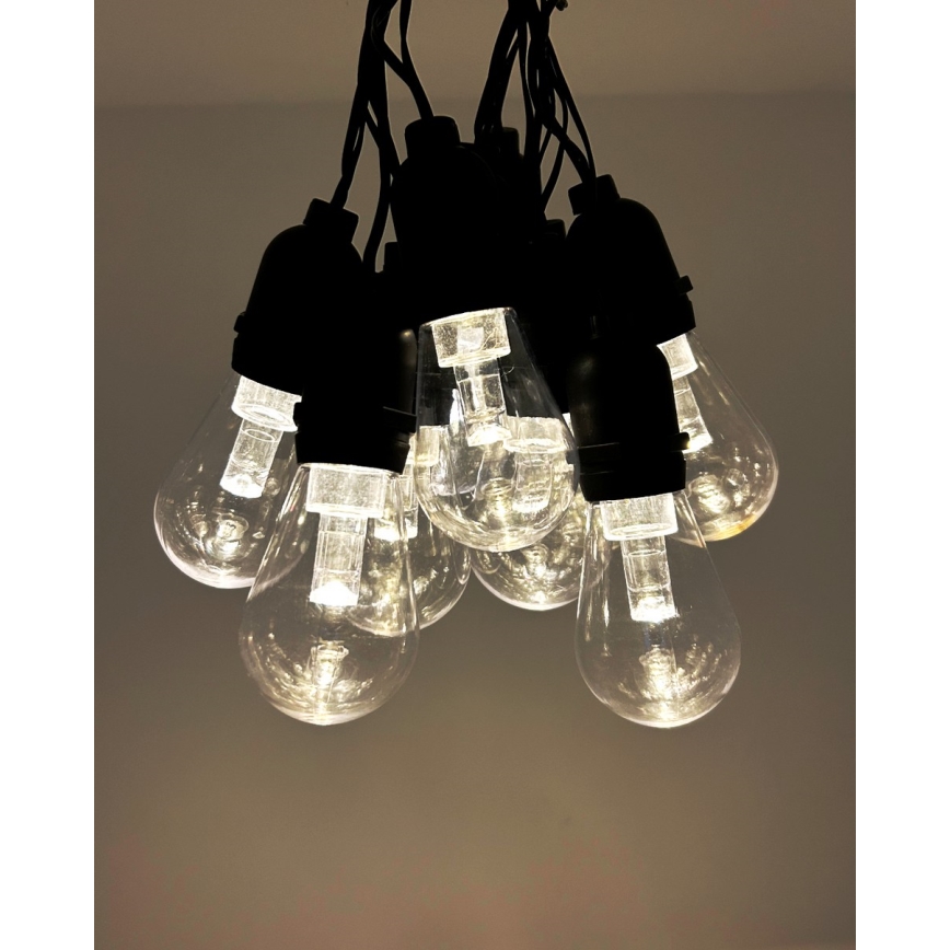 LED наружная декоративная гирлянда 10×LED/0,15 Вт/230 В 3,8 м IP44 чёрная