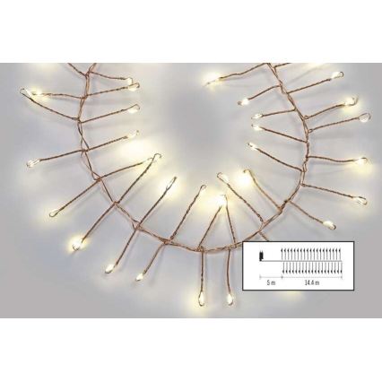 LED наружная гирлянда 1440×LED, 8 режимов, 14,4 м, IP44, тёплый белый