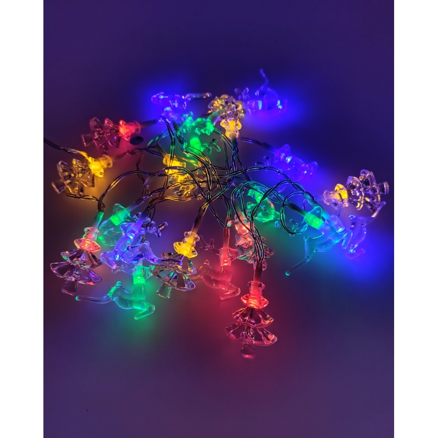 LED наружная гирлянда 20xLED/2xAA 2,2 m IP44 многоцветная, ёлочки и олени