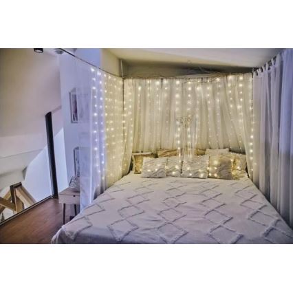LED наружная гирлянда, 300 светодиодов / 8 режимов, 5,9 м, IP44, тёплый белый