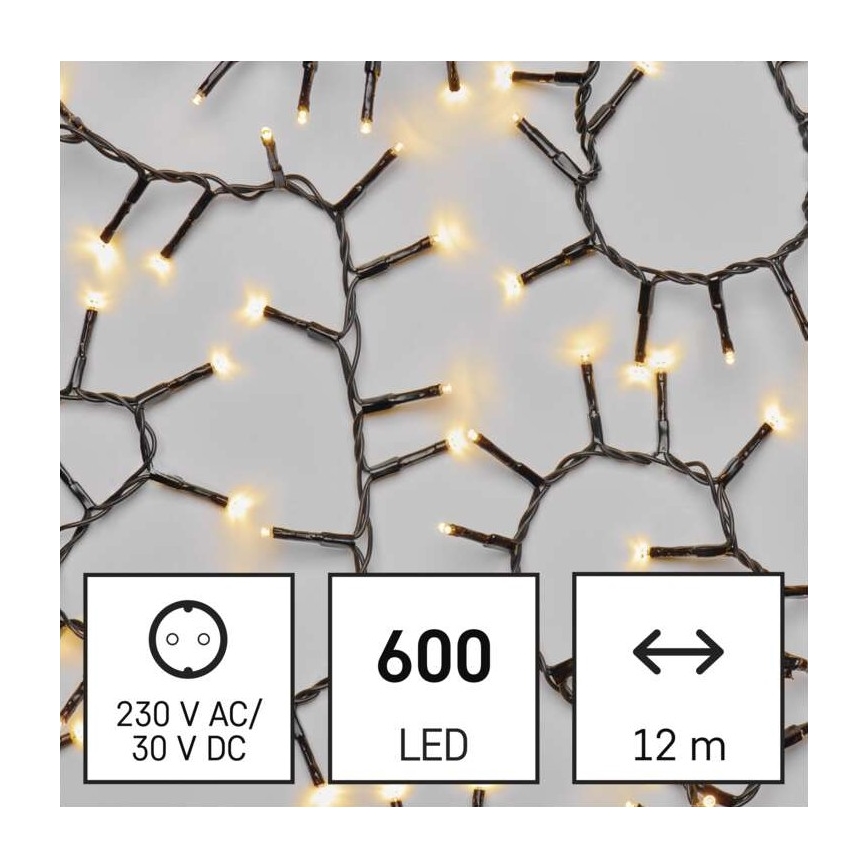 LED наружная гирлянда 600 светодиодов/17 м IP44 тёплый белый