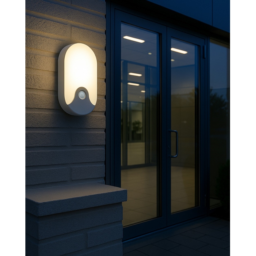 LED наружный настенный светильник с датчиком движения LED/18Вт/230В IP44 белый