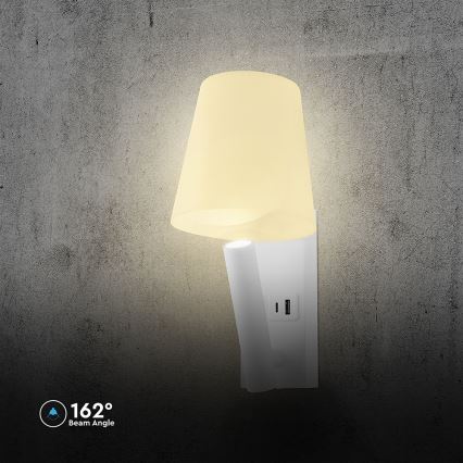 LED настенная лампа с USB-портом LED/2W/230V 3000K белая