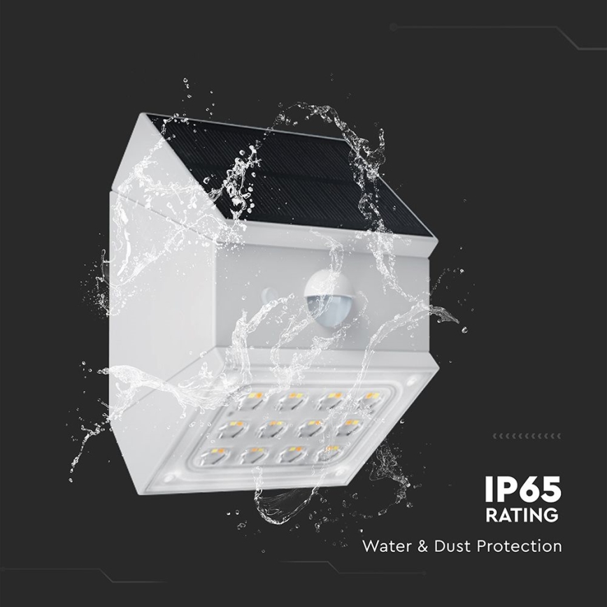 Светодиодный настенный солнечный светильник с датчиком — 2,5 Вт / 3,7 В, 3000/4000/6000 К, IP65, 1200 мА·ч, белый