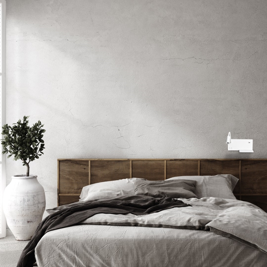 LED настенный светильник SHELF LED/4W+LED/5W+LED/2W/230V + USB-порт белый