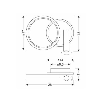 LED настенный точечный светильник MONET LED/15W/230V золотой