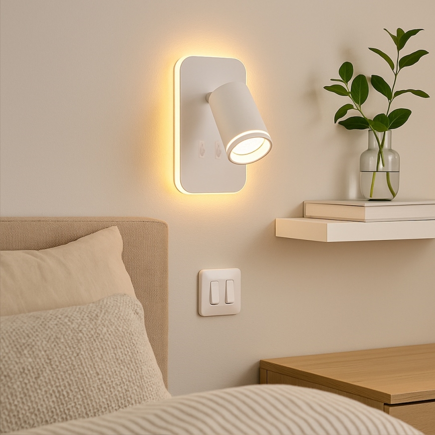 LED настенный точечный светильник PIPE 1xGU10/10W/230V + LED/6W белый