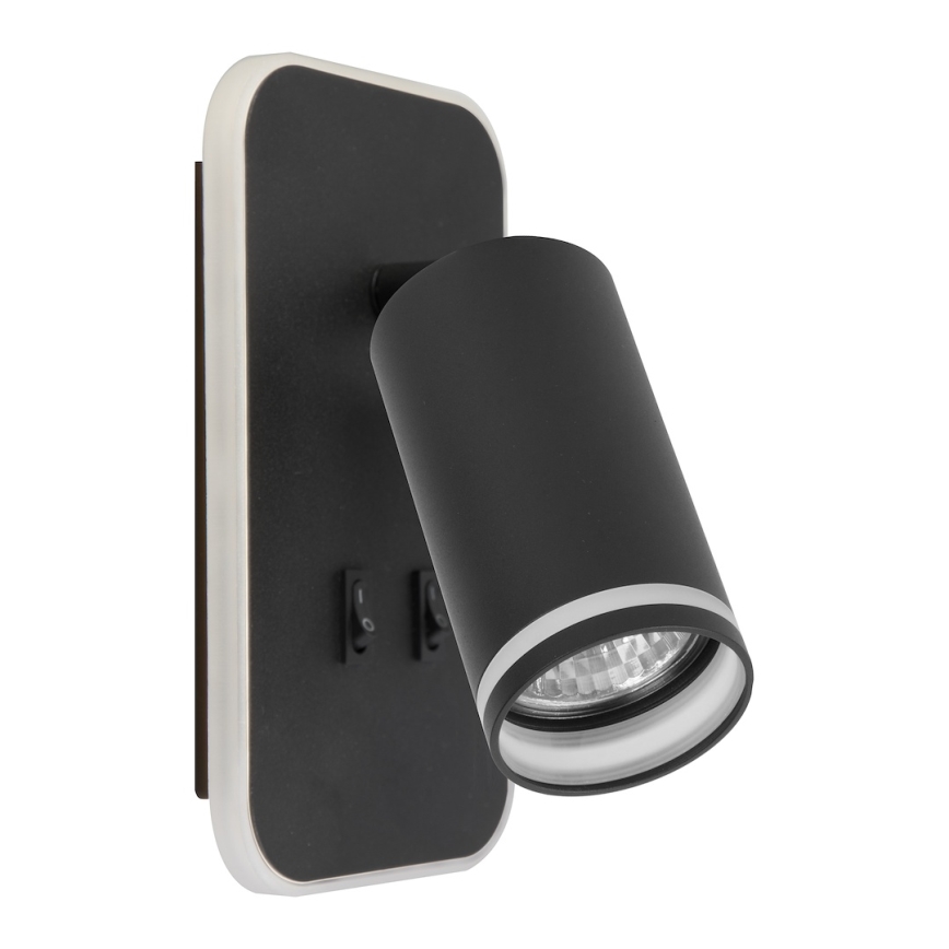 LED настенный точечный светильник PIPE 1xGU10/10W/230V + LED/6W черный