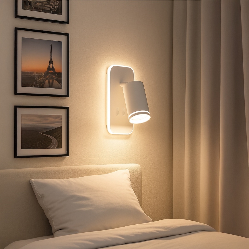 LED настенный точечный светильник PIPE 1xGU10/10W/230V + LED/6W белый