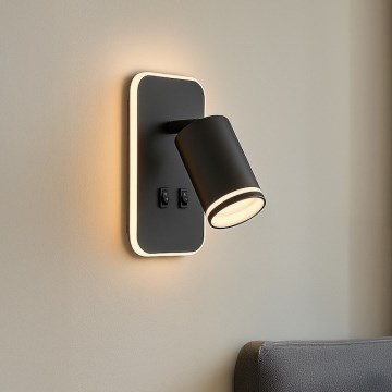 LED настенный точечный светильник PIPE 1xGU10/10W/230V + LED/6W черный