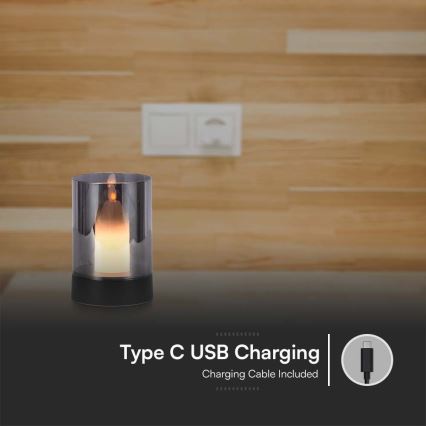 LED Настільна акумуляторна лампа з регулюванням яскравості LED/2W/5V 3000K 2400 mAh чорний