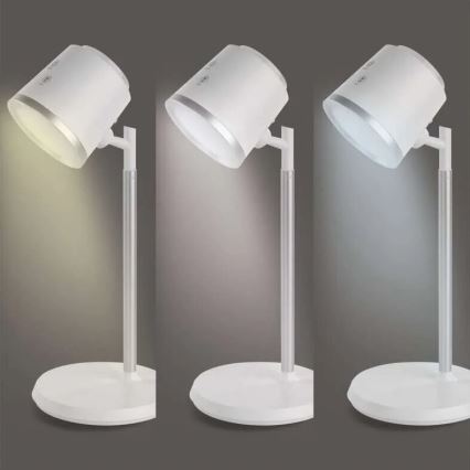 LED Настільна акумуляторна лампа з регулюванням яскравості 4в1 LED/6W/3,7V 3000K/4000K/6500K 1500mAh білий