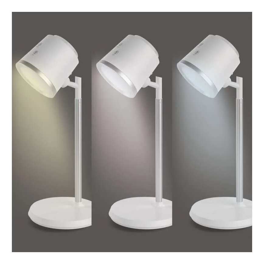 LED Настільна акумуляторна лампа з регулюванням яскравості 4в1 LED/6W/3,7V 3000K/4000K/6500K 1500mAh білий