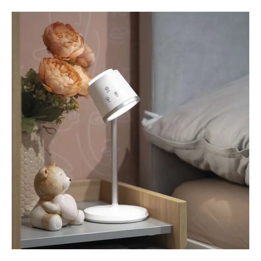 LED Настільна акумуляторна лампа з регулюванням яскравості 4в1 LED/6W/3,7V 3000K/4000K/6500K 1500mAh білий