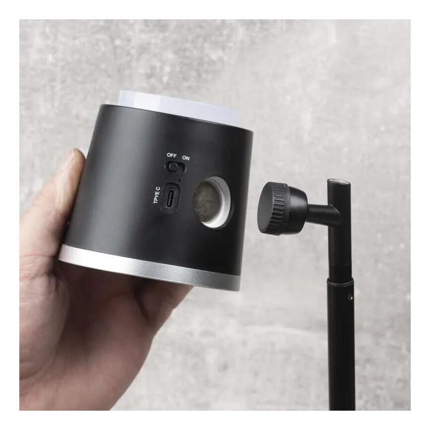 LED Настільна акумуляторна лампа з регулюванням яскравості 4в1 LED/6W/3,7V 3000K/4000K/6500K 1500mAh чорний