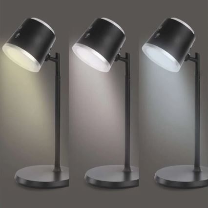 LED Настільна акумуляторна лампа з регулюванням яскравості 4в1 LED/6W/3,7V 3000K/4000K/6500K 1500mAh чорний