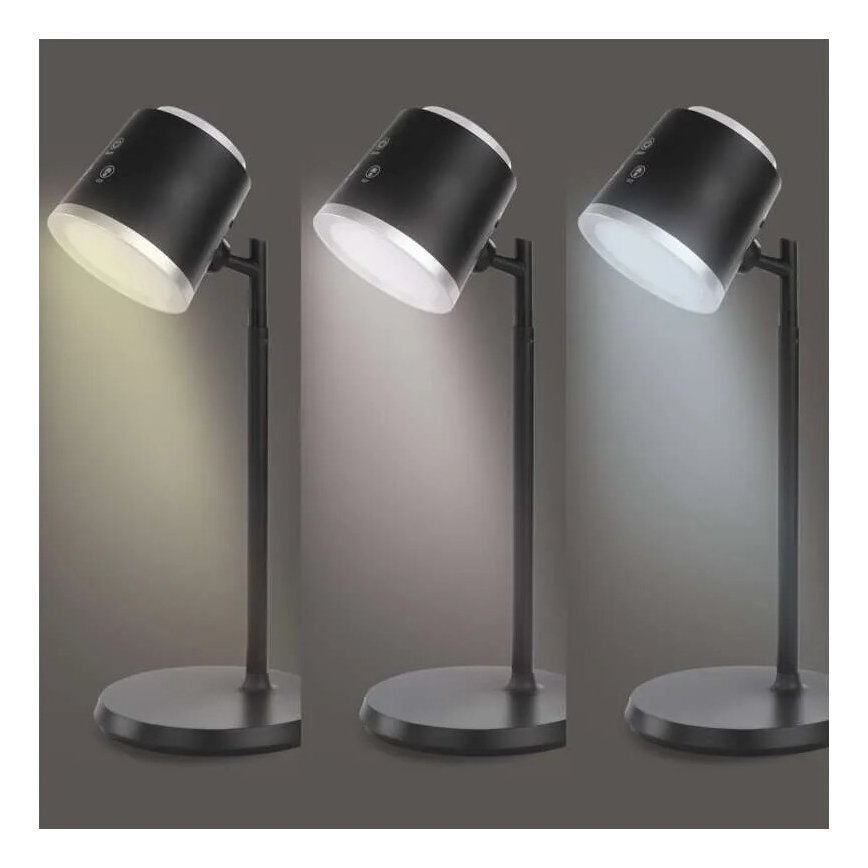 LED Настільна акумуляторна лампа з регулюванням яскравості 4в1 LED/6W/3,7V 3000K/4000K/6500K 1500mAh чорний
