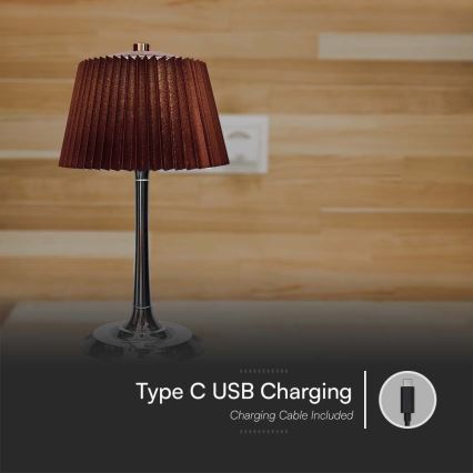LED Настільна сенсорна акумуляторна лампа з регулюванням яскравості LED/1,5W/5V 3000/4000/6000K 1800 mAh коричневий