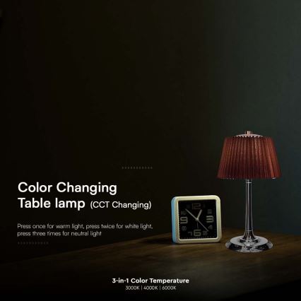 LED Настільна сенсорна акумуляторна лампа з регулюванням яскравості LED/1,5W/5V 3000/4000/6000K 1800 mAh коричневий