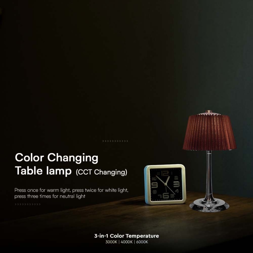 LED Настільна сенсорна акумуляторна лампа з регулюванням яскравості LED/1,5W/5V 3000/4000/6000K 1800 mAh коричневий