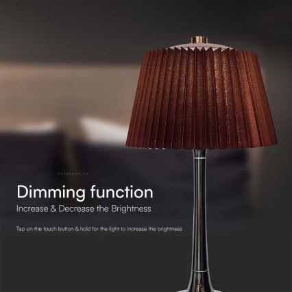 LED Настільна сенсорна акумуляторна лампа з регулюванням яскравості LED/1,5W/5V 3000/4000/6000K 1800 mAh коричневий