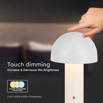 LED Сенсорна настільна акумуляторна лампа з регулюванням яскравості LED/1W/5V 3000-6000K 1800 mAh білий