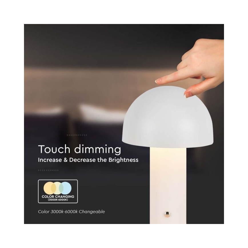 LED Сенсорна настільна акумуляторна лампа з регулюванням яскравості LED/1W/5V 3000-6000K 1800 mAh білий