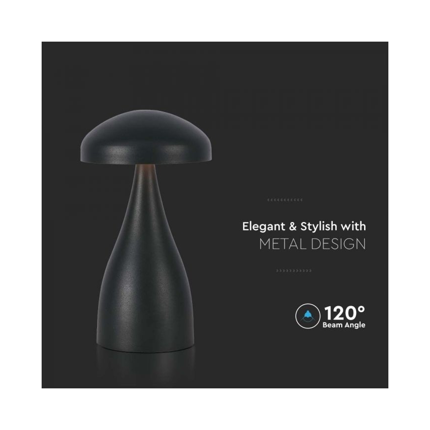 LED Сенсорна настільна акумуляторна лампа з регулюванням яскравості LED/1W/5V 3000-6000K 1800 mAh чорний