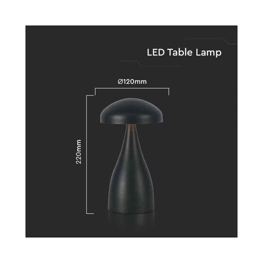 LED Сенсорна настільна акумуляторна лампа з регулюванням яскравості LED/1W/5V 3000-6000K 1800 mAh чорний