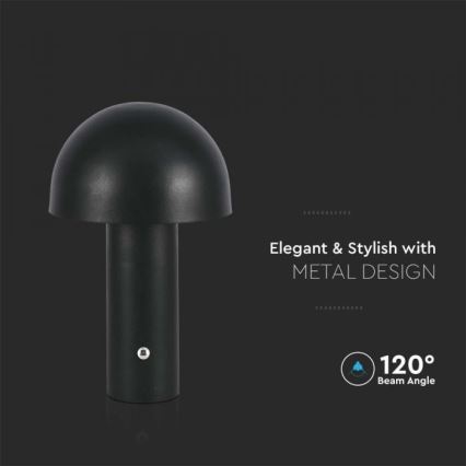LED Сенсорна настільна акумуляторна лампа з регулюванням яскравості LED/1W/5V 3000-6000K 1800 mAh чорний