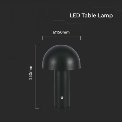 LED Сенсорна настільна акумуляторна лампа з регулюванням яскравості LED/1W/5V 3000-6000K 1800 mAh чорний