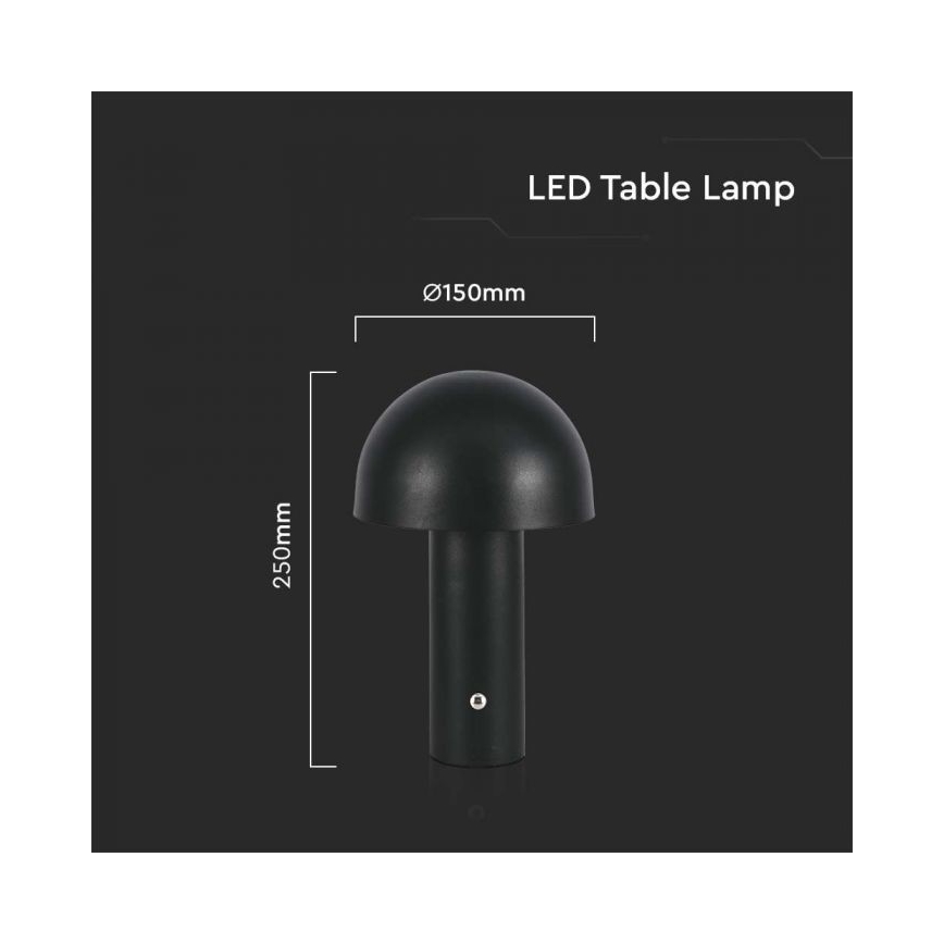LED Сенсорна настільна акумуляторна лампа з регулюванням яскравості LED/1W/5V 3000-6000K 1800 mAh чорний